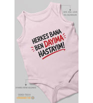 Herkes bana, ben dayıma hastayım! Sıfır Kollu Bebek Zıbını %100 Pamuk