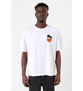 Dragon Ball Z Anime Son Goku Pocket Beyaz Erkek Oversize Tshirt