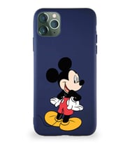 Apple iPhone 11 Pro Max Soft Premier Kapak Mickey Mouse-D Tasarımlı Silikon Kılıf - Lacivert (Şeffaf)