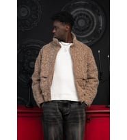 Oversize Crop Model Yan Cepli Astarlı Kırçıllı Mont