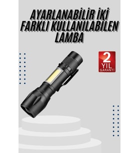 EL Feneri Uzun Menzilli Usb Şarj Edilebilir Kamp Lambası
