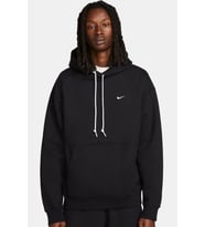 Nike Solo Swoosh Men's Loose Fit Fleece Pullover Hoodie Erkek Bol Kesim Kapüşonlu Sweatshirt Siyah