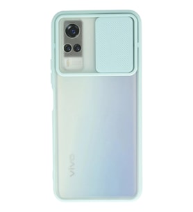 Durukar® Vivo Y53S Kılıf Palm Buzlu Kamera Sürgülü Silikon - Turkuaz