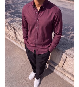 Erkek Standart Kesim Gabardin Kumaş Uzun Kollu Gömlek