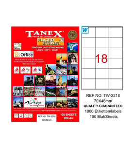 TANEX 2229 LASER ETİKET 70x29mm 30x100 3000 ADET