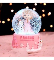Pembe Frozen Işıklı Müzikli Püskürtmeli Büyük Boy Kar Küresi