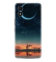 TCL 303 Kılıf Silikon Desen Özel Seri Ay ve Kız 1720