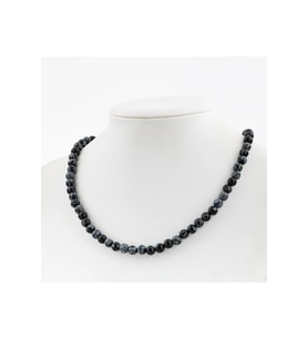 Karlı Obsidyen 6 mm Dizi Doğal Taş Kolye