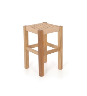 TABURE HASIR EL ÖRMELİ AHŞAP YAKMALI 35 CM NATUREL RENK