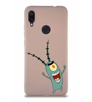 Xiaomi Redmi Note 7 Pro Soft Premier Kapak Plankton Tasarımlı Silikon Kılıf - Pudra (Şeffaf)