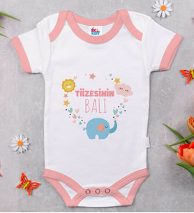 BK Kids Tizesinin Balı Tasarımlı Pembe Bebek Body Zıbın-1