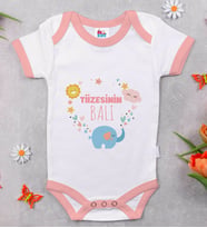 BK Kids Tizesinin Balı Tasarımlı Pembe Bebek Body Zıbın-1