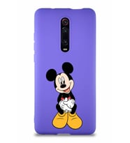 Xiaomi Mi 9T Soft Premier Kapak Mickey Mouse-A Tasarımlı Silikon Kılıf - Mor (Şeffaf)