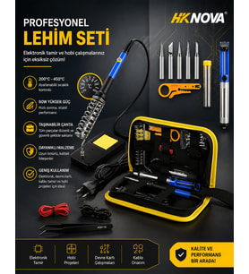 HVY62 15 Parça 60W Havya Seti Lehim Ahşap Yakma Kalemi 200 ile 450°C Ayarlanabilir Sıcak Havya