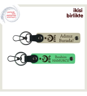 Birlikte Taşınacak Hatıra, Ayyıldız Kurt Göktürk Özel Kişisel Anahtarlık Takımı, Sütlü Kahve-Yeşil