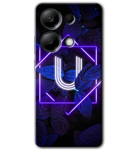 Redmi Note 13 Pro 4G Kılıf HD Desen Baskılı Kılıf - Dark Neon Yaprak U Harfi