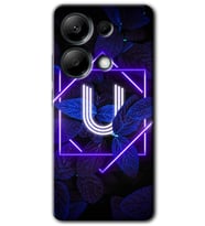 Redmi Note 13 Pro 4G Kılıf HD Desen Baskılı Kılıf - Dark Neon Yaprak U Harfi