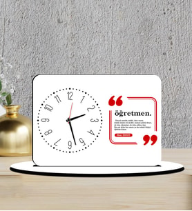 Kişiye Özel Öğretmenle r Günü HEDİYESİ  Ahşap Biblo Masa Saati 15*21 CM