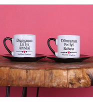 Anneye ve Babaya Hediye Dünyanın En İyi Annesi ve Dünyanın en İyi Babası İsimli 2'li Türk Kahvesi Fincan Takımı