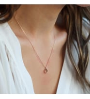 Mini Yonca Figürlü Rose Gold Kaplama Zirkon Taşlı Gümüş Kolye