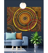 Spiral Soyut Desen Kahverengi Dekoratif Kanvas - Mdf Ahşap Tablo