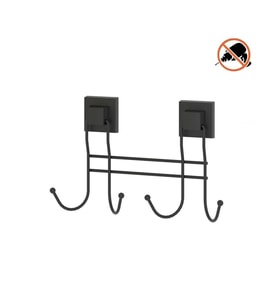 Tekno Tel EF-252 Yapışkanlı Banyo 4 lü Askı Bornozluk Siyah
