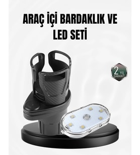 Araç İçi Düzen Ve Ambiyans Seti Çift Bardak Tutucu + Led Işık