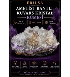 Sertifikalı Ametist Bantlı Kuvars Kristal Kümesi - Doğal Taş Kütle Ham Kaya Parça Dekoratif Kristal