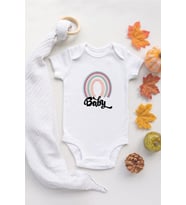 Özel Tasarım Lisanslı Rainbow Gökkuşağı Baby Bebek Body Anne Bebek Badi Zıbın