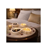 You&me Siyah Beyaz Lotus Gül Mumluk Beton Soya Wax Dekoratif Hediyelik