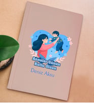 BK Gift Kişiye Özel isimli DTF Anneler Günü Tasarımlı Pembe Sert Kapaklı Defter-6, Anneye Hediye
