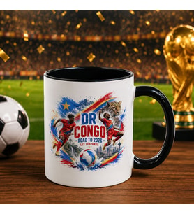 BK Gift Kongo Taraftar Temalı 2026 Dünya Kupası Tasarımlı Siyah Kupa Bardak