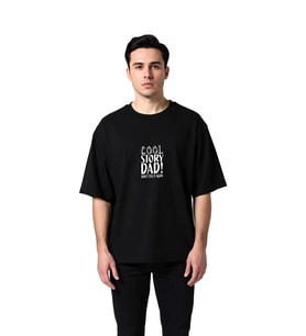 Erkek Oversize Baba Mizahı Grafik Baskılı Kısa Kollu Rahat Kesim Pamuk Tişört Günlük Modern Şık