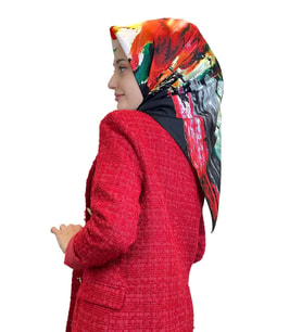 Sura İpek Eşarp - 2024-2025 Sonbahar Kış Desenli İpek Eşarp ( S) - 8844701-311