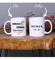 Mimarlara Özel Hediye Kişiye Özel İsimli Beyaz Porselen Kupa Bardak