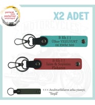 Asfaltın Tozunu Attıranlara x2 Anahtarlık İsim Plaka, B- Kan Grubu Yazılı, Nar Çiçeği-K Turkuaz-Ysl (Çok Renkli)