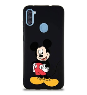 Samsung Galaxy M11 Soft Premier Kapak Mickey Mouse-E Tasarımlı Silikon Kılıf - Siyah (Şeffaf)