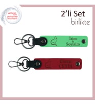 Sevgi Dolu Patilere Saygı Hediyesi, Kedili, Kişisel Yazılı Anahtarlık, Fıstık Yeşil-Kırmızı