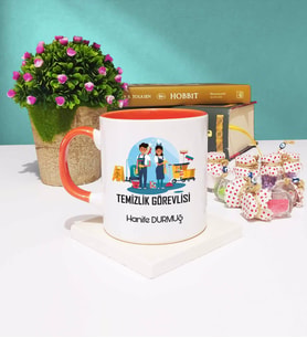 Temizlik Görevlisi Kupa Bardak Turuncu
