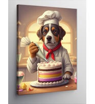 Kanvas Tablo Aşçı Köpek Ve Pasta