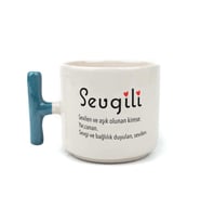 Sevgili Baskılı Mavi Kulplu T Kupa