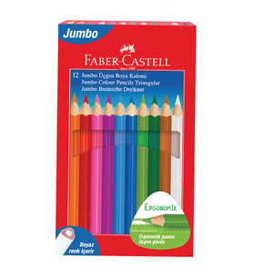 Faber Castell Kuru Boya Jumbo Üçgen Tam Boy 12 Renk 5173116616