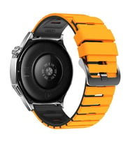 Huawei Watch 5 / 4 / 3 Pro 22mm Kordon Double Soft Yumuşak Silikon Band STR-27 (Turuncu-Sıyah)