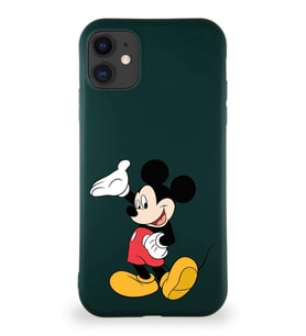 Apple iPhone 11 Soft Premier Kapak Mickey Mouse-C Tasarımlı Silikon Kılıf - Yeşil (Şeffaf)