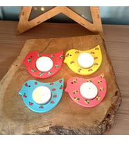 4 lü  Kuş Şeklinde Tealight Mumluk Seti Anneler Günü Hediyesi