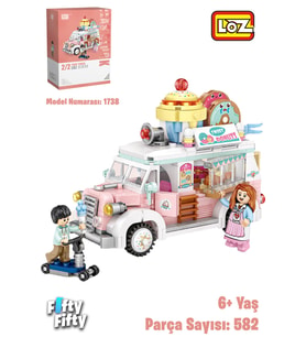 LOZ Mini Block Serisi Food Truck/Yemek Kamyonu -LZ1738 (582 Parça) Oyuncak Yapım Seti