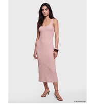 LCW Vision Pembe Kare Yaka Dokulu Bodycon Elbise