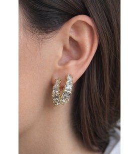 Xuping 14k Kuyumcu Model Zirkon Taşlı Kadın Küpe (Mürdüm)