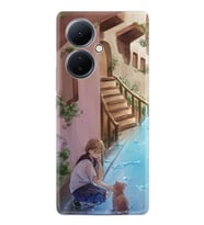 Vivo V29 Lite Kılıf Resimli Desenli Silikon Platinium Series Cat And Girl 1808
