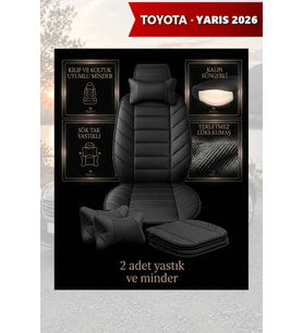 yaris 2026 Koltuk ve Kılıf uyumlu Minder Yastık Siyah Lüks 2 Minder 2 Yastık